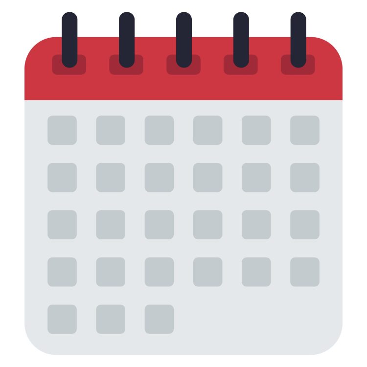 Schedule_calendar_flat_style Flat vector calendar icon with red header and gray date squares. Represents scheduling, planning, or reminders for events and deadlines.