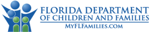 Logo for the Florida Department of Children and Families, featuring stylized figures and the text MYFLFAMILIES.COM