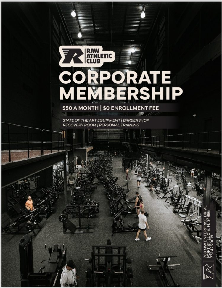 Modern gym with equipment, highlighting corporate membership offer